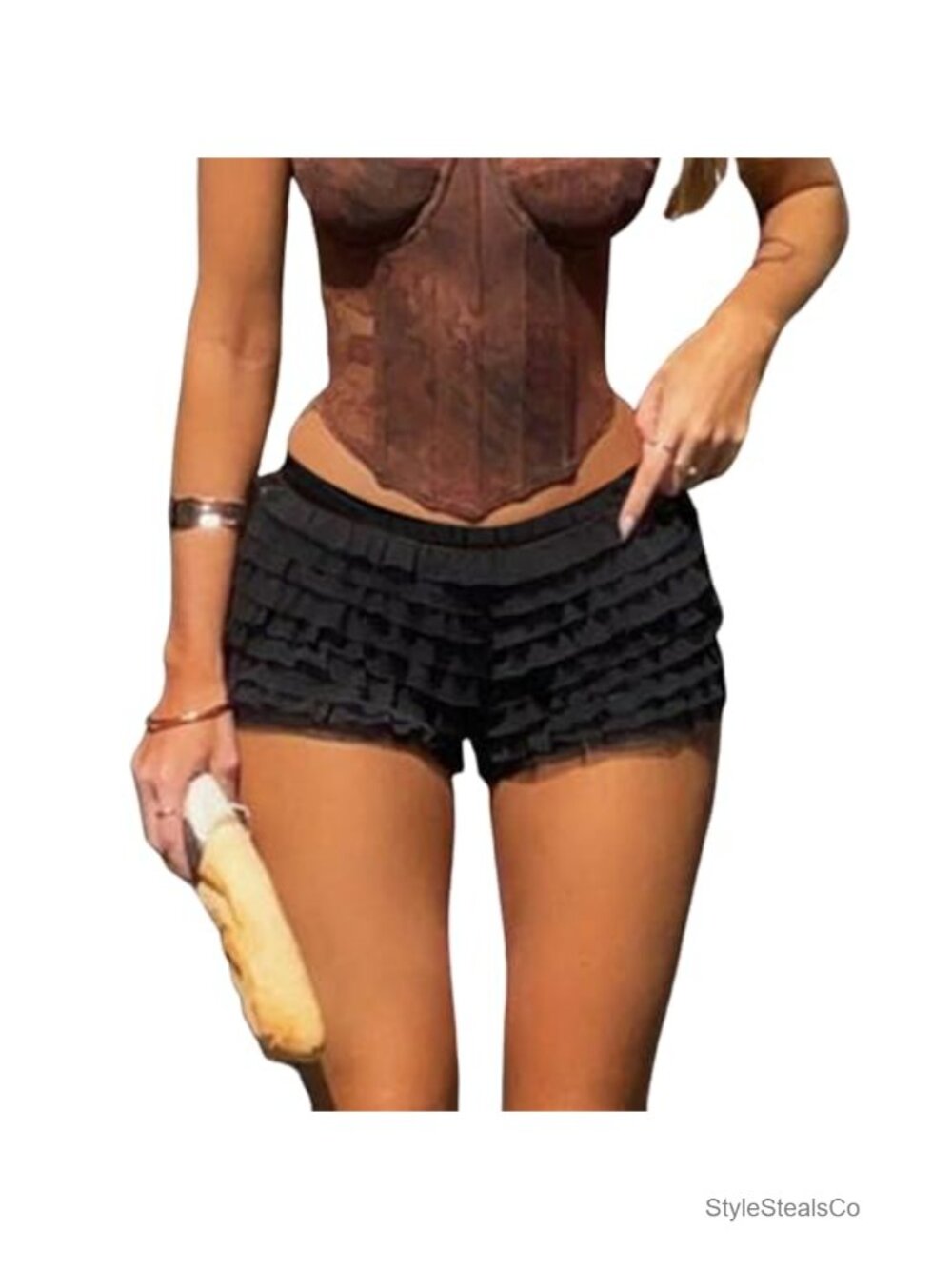 Ruffle Layered Lace Bloomer Shorts Elastic Waist Lounge Dance